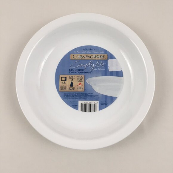 CorningWare Simply Lite White Glass Pie Plate Baking Dish - Picture 1 of 6